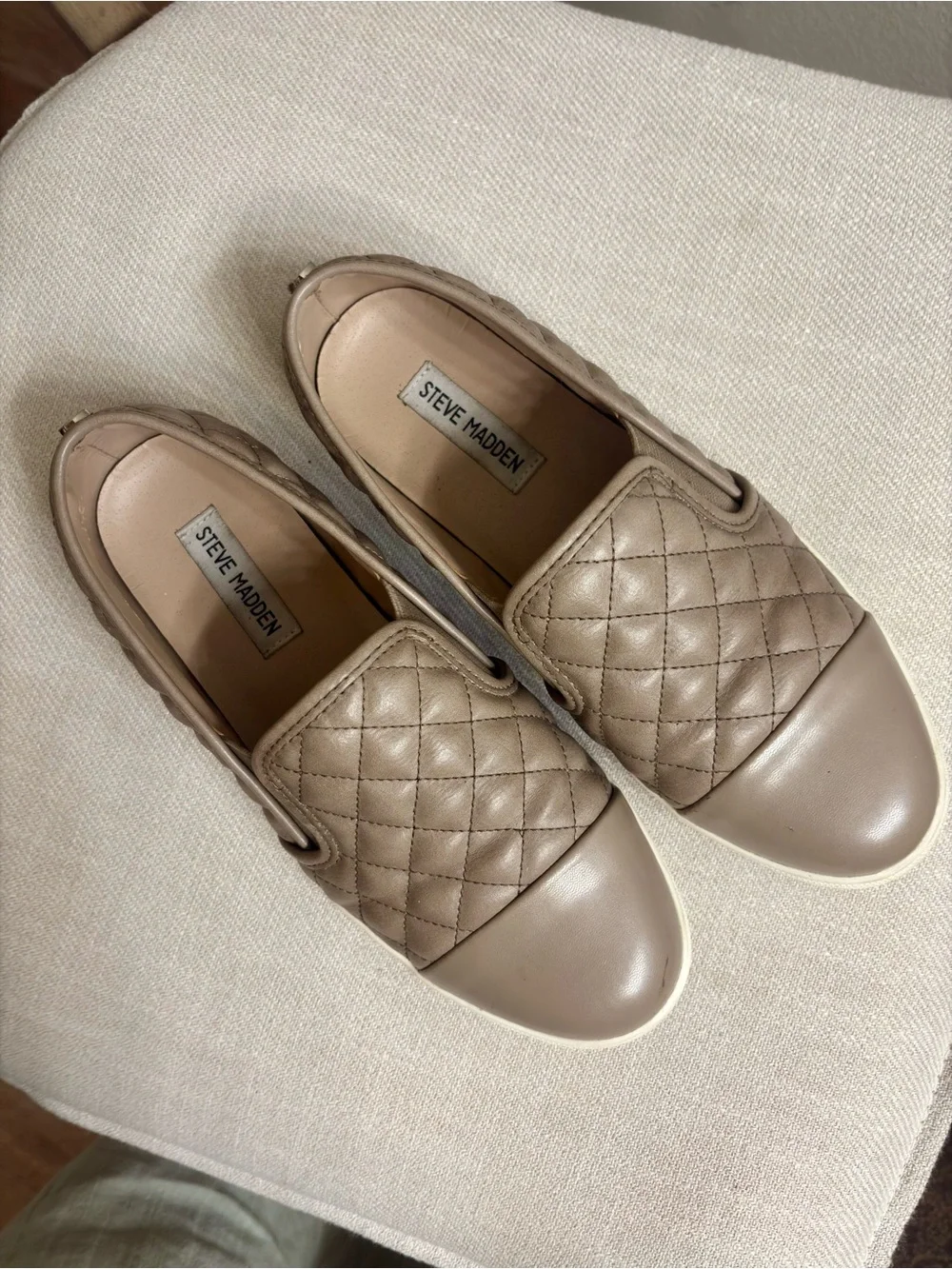 Steve Madden Taupe Quilted Slip-On Sneakers